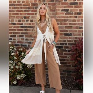 Brand New Three Bird Nest Field Day Tie Front Vest